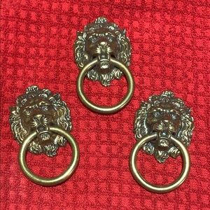 Dresser Pulls. Vintage Regency Style Brass Lion Heads